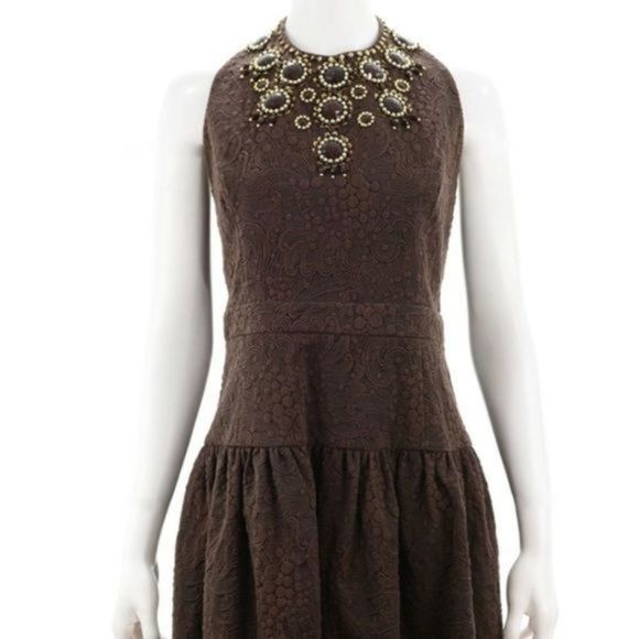 MILLY BROWN EMBELLISHED HALTER DRESS SIZE 12 NWT - Picture 2 of 6